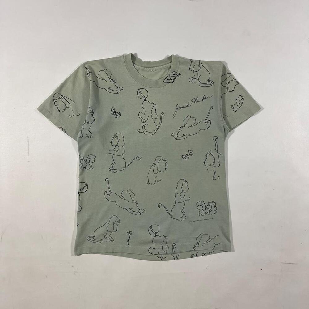 Vintage James Thurber Dogs All Over Print Tee